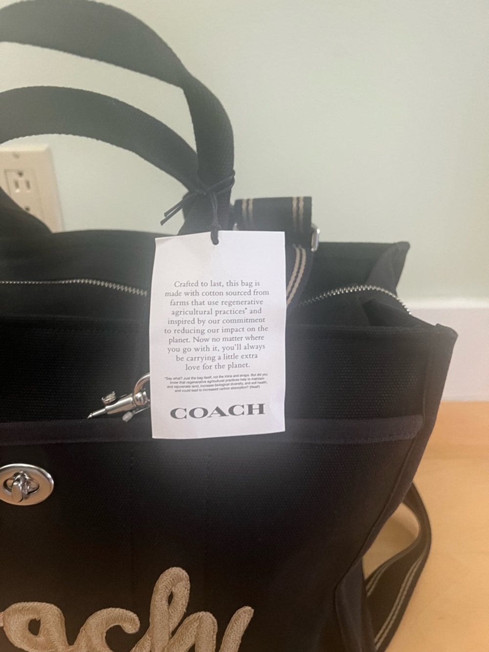 Coach Black Tote with Contrasting Logo - Picture 4 of 5